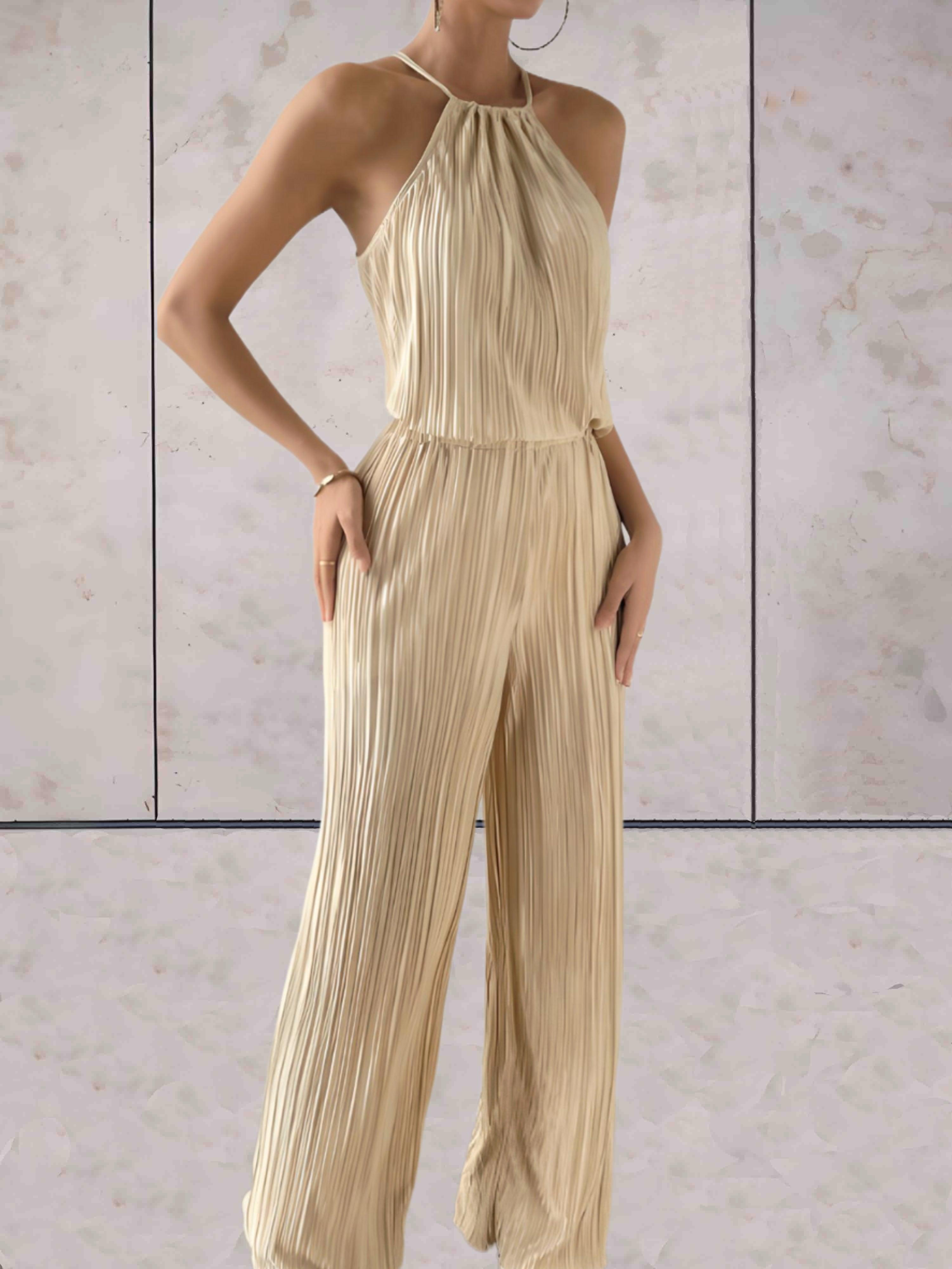 Olive - Todelt Minimalistisk Spring Ribbet Jumpsuit