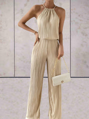 Olive - Todelt Minimalistisk Spring Ribbet Jumpsuit